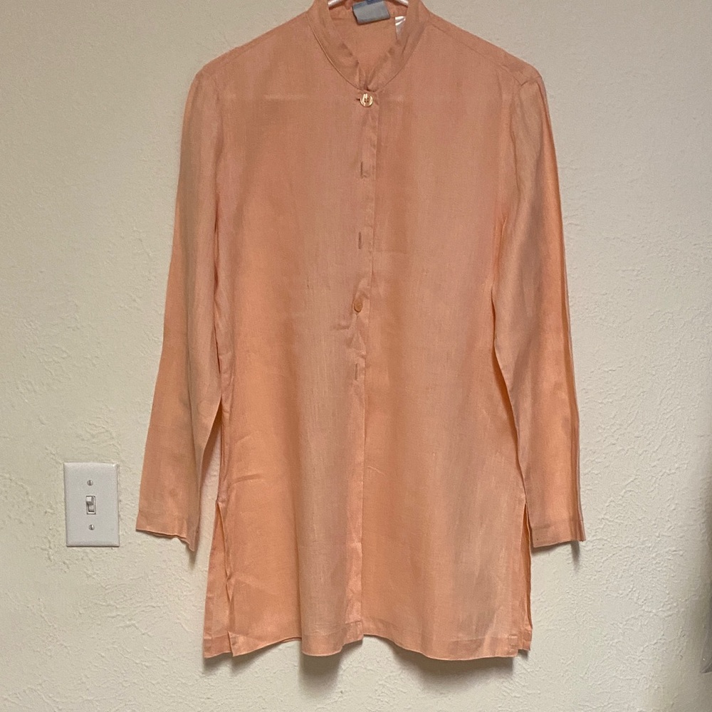 Women’s peach linen Long Sleeve blouse